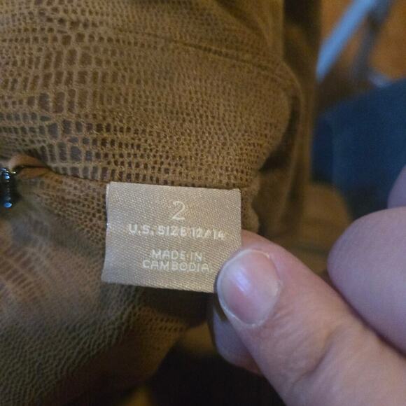 Chico’s Brown Faux Suede Moto Jacket Women’s 12/14 Asym Zip - Picture 3 of 8